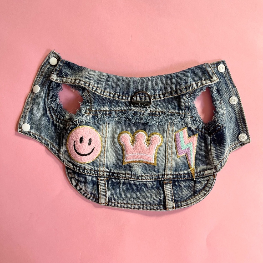 DOG BABY Denim Vest with Patches for Dogs Small